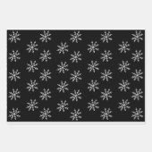 Zwart Wit Goud Kerstboom Star Sneeuwvlok Inpakpapier Vel (Voorkant 2)