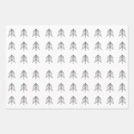 Zwart Wit Goud Kerstboom Star Sneeuwvlok Inpakpapier Vel