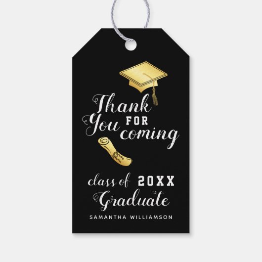 Zwart Wit Goud Klasse 2025 Bedankt Afstuderen Cadeaulabel (Achterkant)