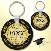 Zwart, wit, goud, klasse reünie souvenir ideeën, sleutelhanger