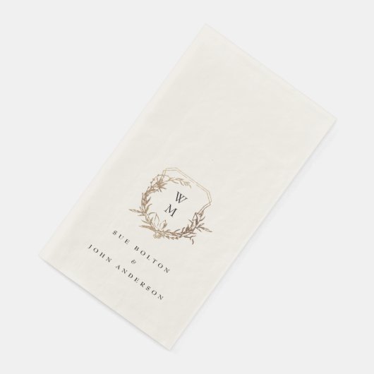 Zwart Wit Goud Klassiek Monogram Motief Kam Servet (Hoek)