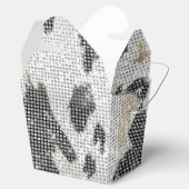 Zwart Wit Goud Koe Dierenprint Sparkle Bedankdoosjes (Geopend)