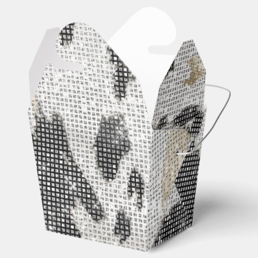 Zwart Wit Goud Koe Dierenprint Sparkle Bedankdoosjes (Geopend)