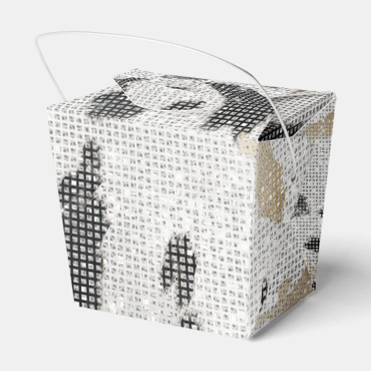 Zwart Wit Goud Koe Dierenprint Sparkle Bedankdoosjes (Achterkant)