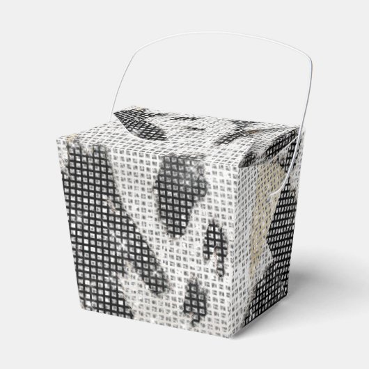 Zwart Wit Goud Koe Dierenprint Sparkle Bedankdoosjes (Voorkant Zijde)