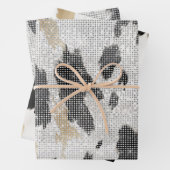 Zwart Wit Goud Koe Dierenprint Sparkle Inpakpapier Vel (In situ)