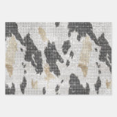 Zwart Wit Goud Koe Dierenprint Sparkle Inpakpapier Vel (Voorkant)