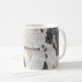 Zwart Wit Goud Koe Dierenprint Sparkle Koffiemok (Voorkant rechts)