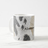 Zwart Wit Goud Koe Dierenprint Sparkle Koffiemok (Voorkant links)
