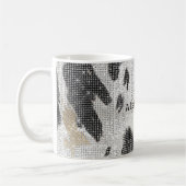 Zwart Wit Goud Koe Dierenprint Sparkle Koffiemok (Links)