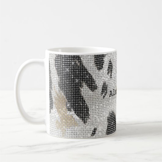 Zwart Wit Goud Koe Dierenprint Sparkle Koffiemok (Links)