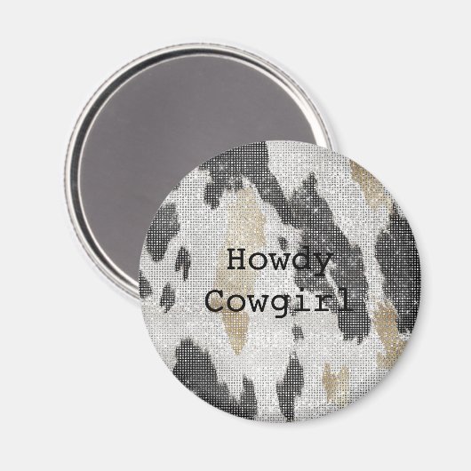 Zwart Wit Goud Koe Dierenprint Sparkle Magneet (Voorkant / Achterkant)