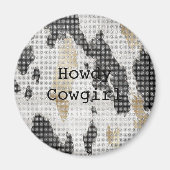 Zwart Wit Goud Koe Dierenprint Sparkle Magneet (Voorkant)