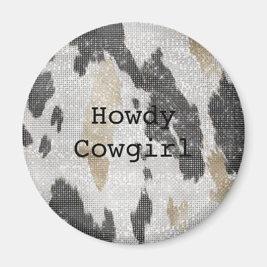 Zwart Wit Goud Koe Dierenprint Sparkle Magneet (Voorkant)