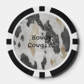 Zwart Wit Goud Koe Dierenprint Sparkle Poker Chips (Voorkant)