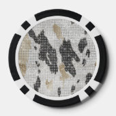 Zwart Wit Goud Koe Dierenprint Sparkle Poker Chips (Achterkant)