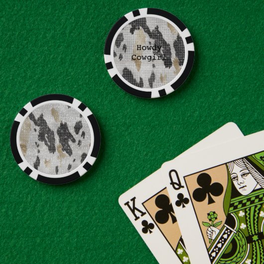 Zwart Wit Goud Koe Dierenprint Sparkle Poker Chips (Pokertafel (Dubbel))