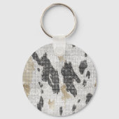Zwart Wit Goud Koe Dierenprint Sparkle Sleutelhanger (Achterkant)