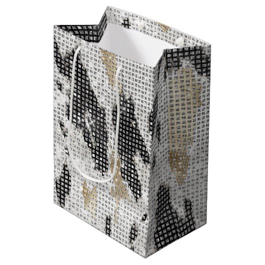 Zwart Wit Goud Koe Dierenprint Sparkle Verjaardag Medium Cadeauzakje (Voorkant Gekanteld)