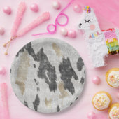 Zwart Wit Goud Koe Dierenprint Sparkle Verjaardag Papieren Bordje (Feest)