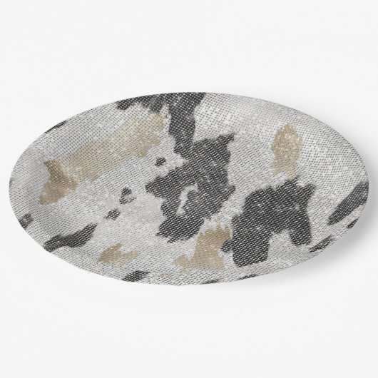 Zwart Wit Goud Koe Dierenprint Sparkle Verjaardag Papieren Bordje (Gekanteld)