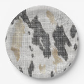 Zwart Wit Goud Koe Dierenprint Sparkle Verjaardag Papieren Bordje (Voorkant)