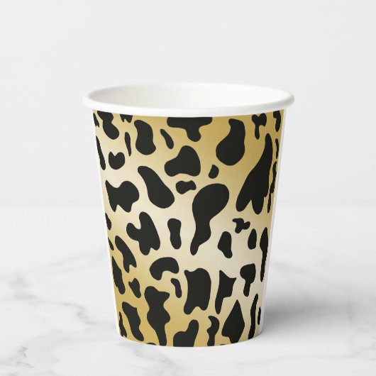 Zwart Wit Goud Koe Spots & Hoefijzer Verjaardag Papieren Bekers (Achterkant)