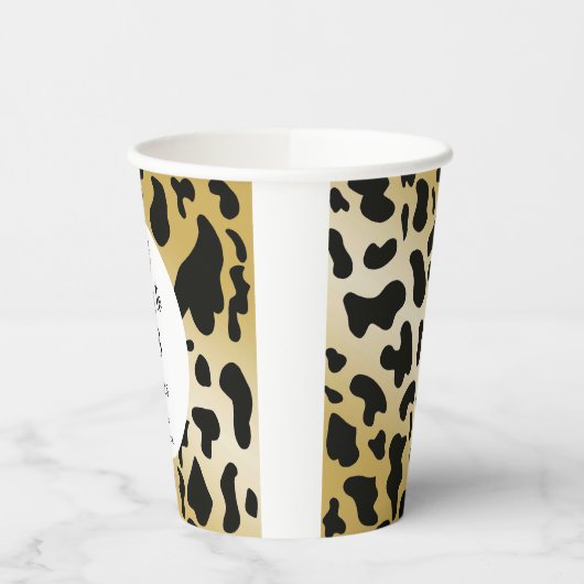 Zwart Wit Goud Koe Spots & Hoefijzer Verjaardag Papieren Bekers (Links)