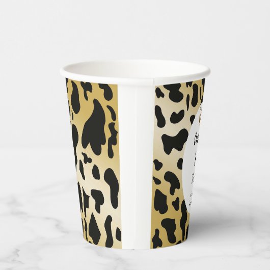 Zwart Wit Goud Koe Spots & Hoefijzer Verjaardag Papieren Bekers (Rechts)