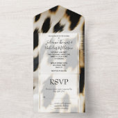 Zwart Wit Goud Koeienhuid All In One Uitnodiging (Binnen)