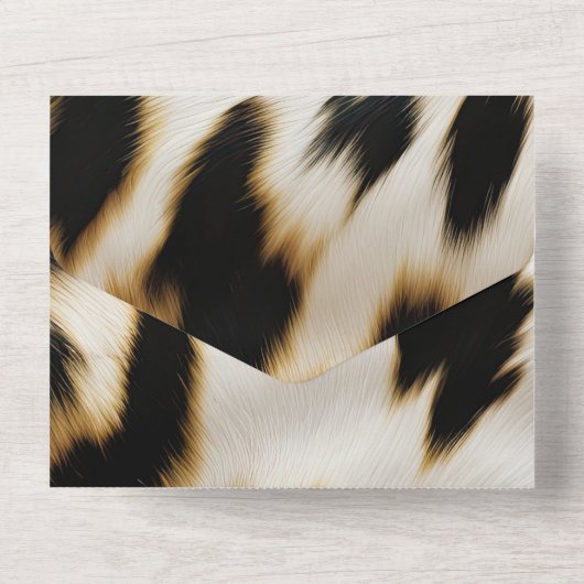 Zwart Wit Goud Koeienhuid All In One Uitnodiging (Achterkant)