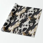 Zwart Wit Goud Koeienhuid Cadeaupapier (Uitgerold)