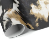 Zwart Wit Goud Koeienhuid Cadeaupapier (Rol Hoek)