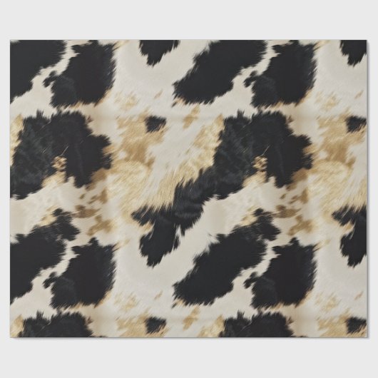 Zwart Wit Goud Koeienhuid Cadeaupapier (Vlak)