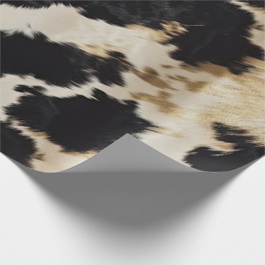 Zwart Wit Goud Koeienhuid Cadeaupapier (Hoek)
