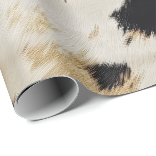 Zwart Wit Goud Koeienhuid Cadeaupapier (Rol Hoek)