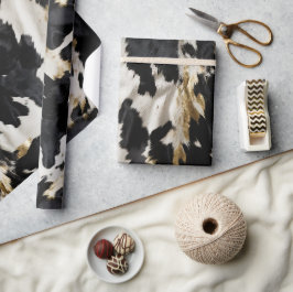 Zwart Wit Goud Koeienhuid Cadeaupapier