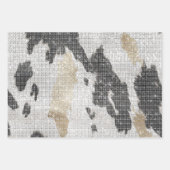 Zwart Wit Goud Koeienhuid Cowgirl Sparkle Verjaard Inpakpapier Vel (Voorkant 3)