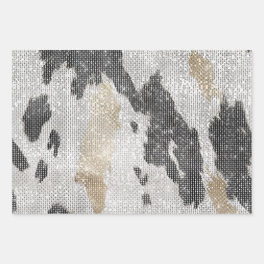 Zwart Wit Goud Koeienhuid Cowgirl Sparkle Verjaard Inpakpapier Vel
