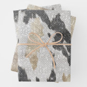 Zwart Wit Goud Koeienhuid Cowgirl Sparkle Verjaard Inpakpapier Vel