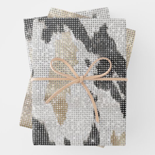 Zwart Wit Goud Koeienhuid Cowgirl Sparkle Verjaard Inpakpapier Vel (In situ)