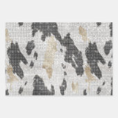 Zwart Wit Goud Koeienhuid Cowgirl Sparkle Verjaard Inpakpapier Vel (Voorkant)
