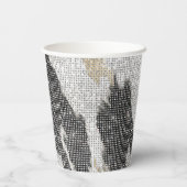 Zwart Wit Goud Koeienhuid Cowgirl Sparkle Verjaard Papieren Bekers (Achterkant)