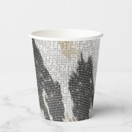 Zwart Wit Goud Koeienhuid Cowgirl Sparkle Verjaard Papieren Bekers (Achterkant)