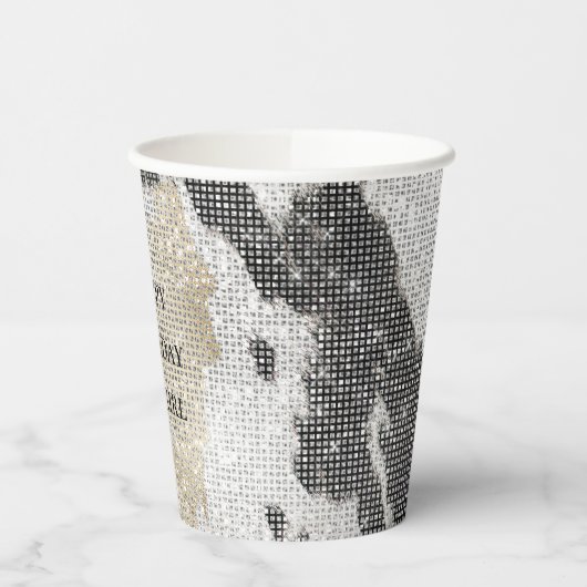 Zwart Wit Goud Koeienhuid Cowgirl Sparkle Verjaard Papieren Bekers (Links)