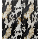 Zwart Wit Goud Koeienhuid Douchegordijn (Voorkant)