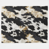 Zwart Wit Goud Koeienhuid Fleece Deken (Voorkant (Horizontaal))