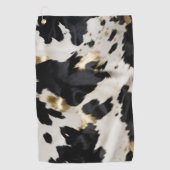 Zwart Wit Goud Koeienhuid Golfhanddoek (Voorkant)