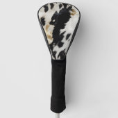 Zwart Wit Goud Koeienhuid Golfheadcover (Voorkant)