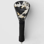 Zwart Wit Goud Koeienhuid Golfheadcover (Voorkant)